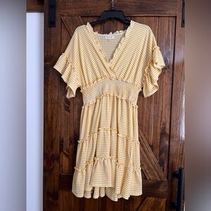 Yellow Gingham Smocked Dress